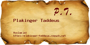 Plakinger Taddeus névjegykártya